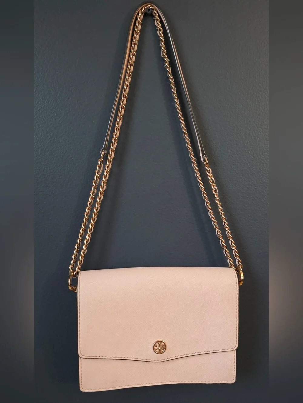 Tory Burch Robinson Saffiano Leather Flap Chain Shoulder Bag